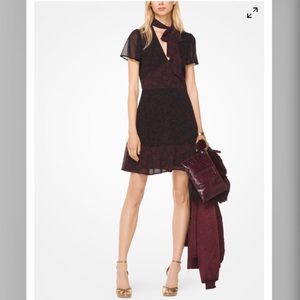 Star Chiffon Tie-Neck Dress